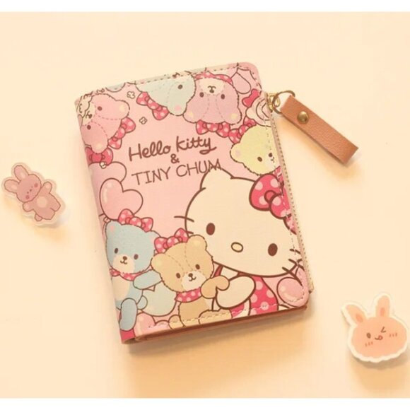 Hello Kitty Tiny Chum Pink Bi-Fold Wallet Wristlet Coin, Card & Cash Organizer - Picture 1 of 3